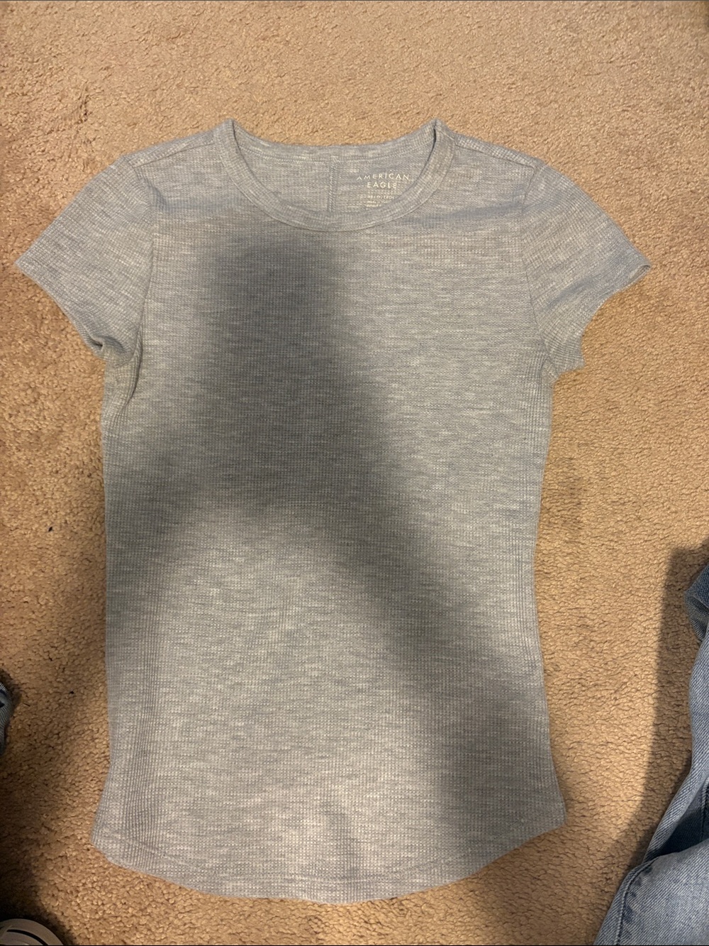 American Eagle Outfitters Heather Gray Ribbed Short Sleeve Tee